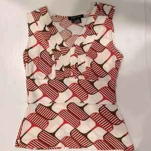 Sleeveless ETCETERA Fitted Print Top V Neck size S